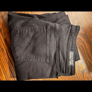 AG prima cigarette black skinny jeans, raw hem, size 29